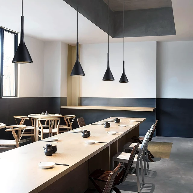 Alt view image 4 of 7 - KCO Small Farmhouse Matte Black Cone Metal Pendant Lights Kitchen Island