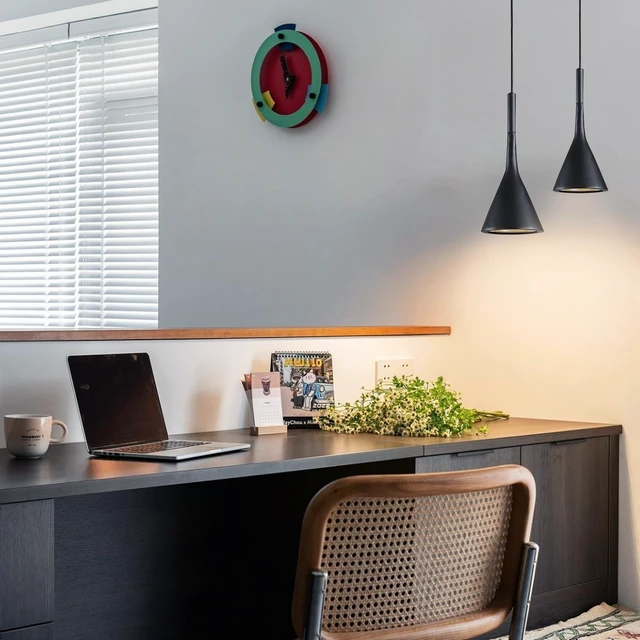 Alt view image 7 of 7 - KCO Small Farmhouse Matte Black Cone Metal Pendant Lights Kitchen Island