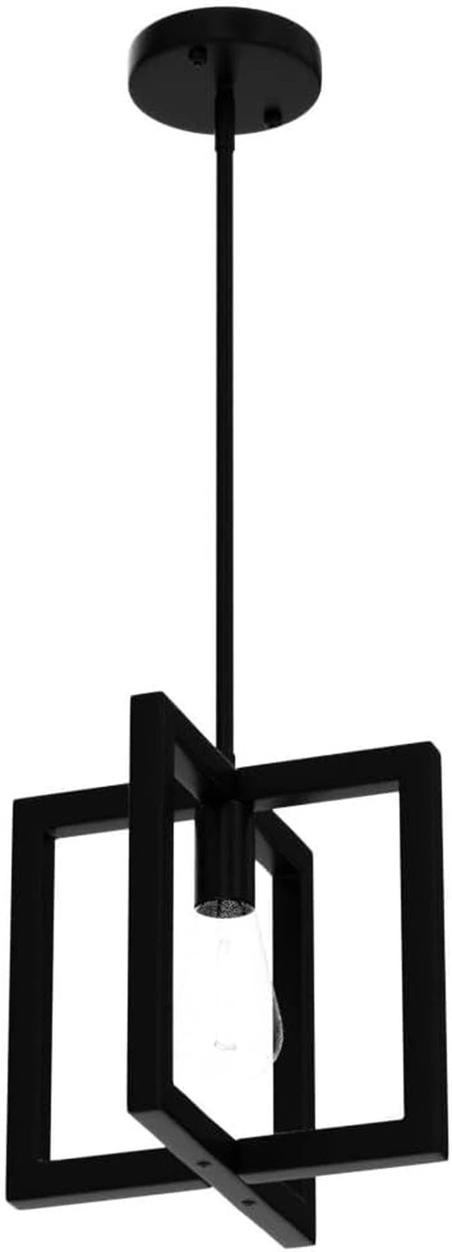 Alt view image 3 of 6 - Modern Pendant Lighting for Kitchen Island 1-Light Farmhouse Black Light Fixtures Hanging Adjustable Small Square Chandeliers Ceiling for Dining Room Entryway Hallway