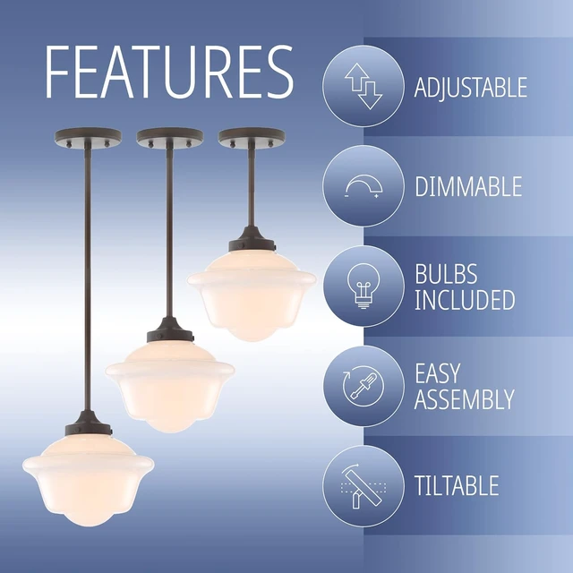 Alt view image 5 of 7 - JONATHAN Y Kurtz 1-Light Schoolhouse Pendant 9.5", Oil Rubbed Bronze