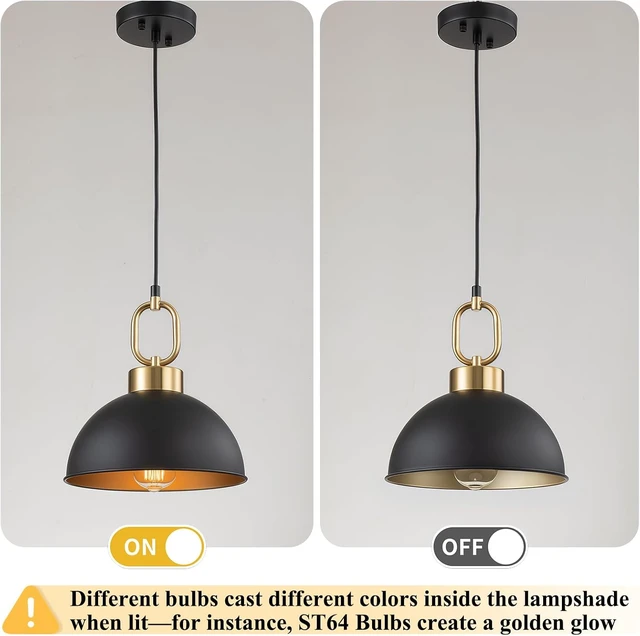 Alt view image 5 of 7 - Black and Gold Pendant Lights Kitchen Island, Single Dome Pendant Light