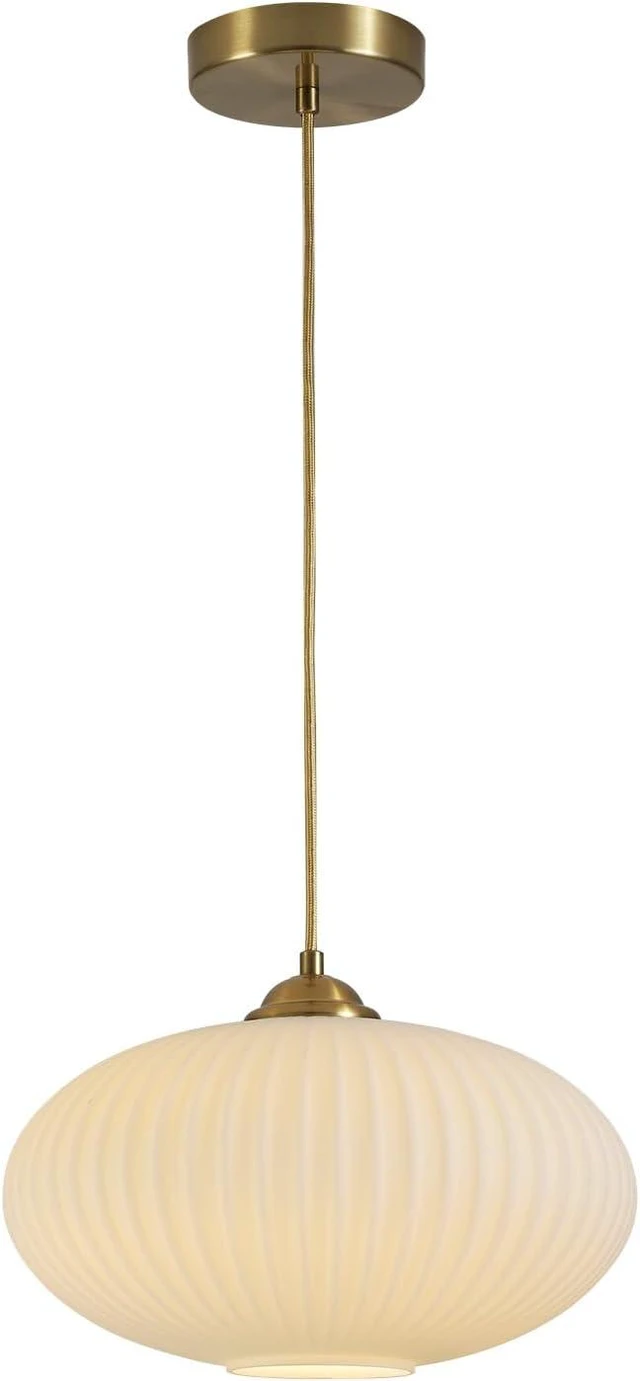 Main image of KCO Lighting Modern Gold Brass 9.8" White Milk Ribbed Glass Pendant Light