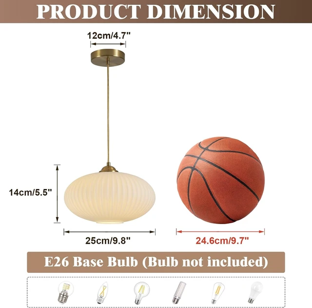 Alt view image 2 of 7 - KCO Lighting Modern Gold Brass 9.8" White Milk Ribbed Glass Pendant Light