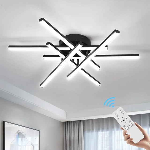 Main image of CANEOE Sputnik Modern Led Ceiling Light,50W LED Dimmable Ceiling Light with Remote Control Black Flush Mount Chandelier Ceiling Lighting for Bedroom Living Room Kitchen Office Ceiling Lamp