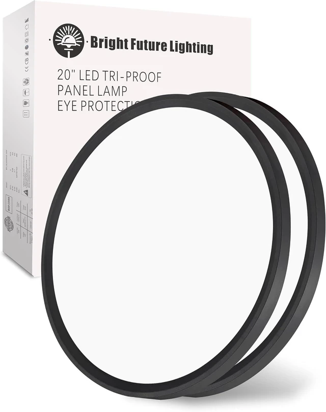 Main image of 20 Inch Large LED Flush Mount Ceiling Light Fixture,Round 40w 4350lm 3000k,4000k,6000k CCT Selectable, Modern Flat Panel Super Slim Led Ceiling Light,for Living Dining Kitchen Room (2Pack-Black)