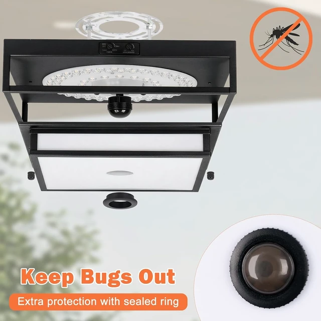 Alt view image 6 of 7 - Large LED Motion Sensor Outdoor Ceiling Light 13" Square Flush Mount Lights