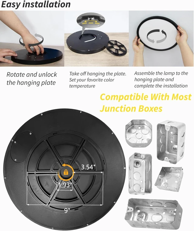 Alt view image 7 of 7 - 20 Inch Large LED Flush Mount Ceiling Light Fixture,Round 40w 4350lm 3000k,4000k,6000k CCT Selectable, Modern Flat Panel Super Slim Led Ceiling Light,for Living Dining Kitchen Room (2Pack-Black)