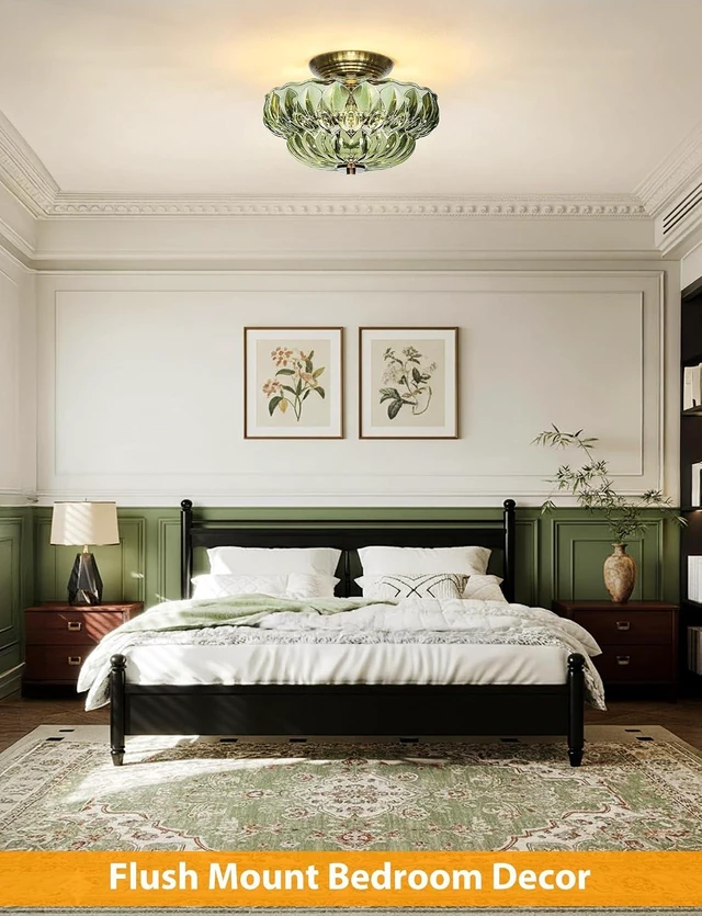Alt view image 7 of 7 - 11" 3-Bulb Bright Semi Flush Mount Ceiling Light,Vintage Gold Hallway Light