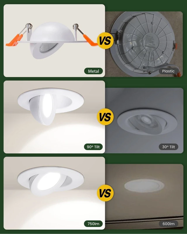 Alt view image 5 of 7 - ZYC Gimbal LED Recessed Lighting - 3 Inch 5CCT 7W 360° Rotation Adjustable Eyeball Light,LED Swivel Spotlight,Directional Sloped Ceiling Light,Dimmable Canless Wafer Downlight Pack of 6 White.
