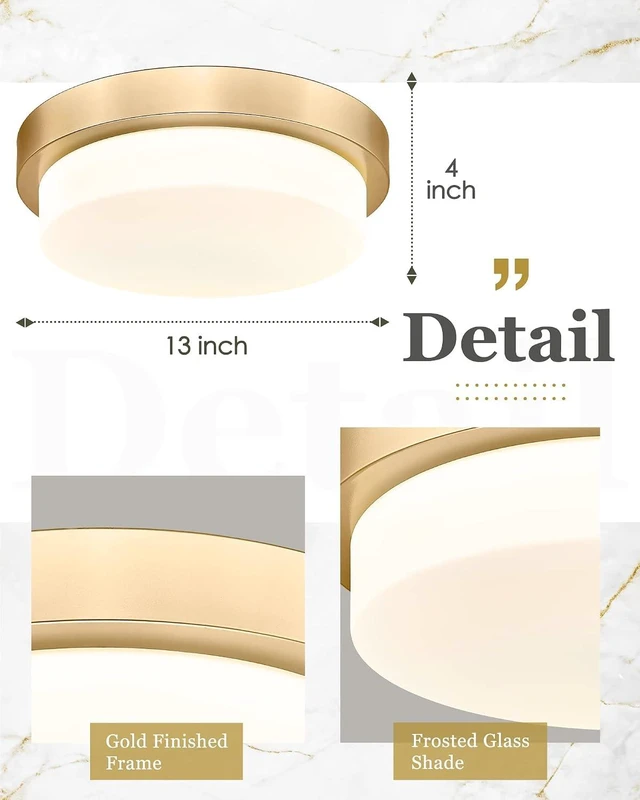 Alt view image 3 of 7 - 13" Gold LED Flush Mount Ceiling Light, 24W, 5CCT