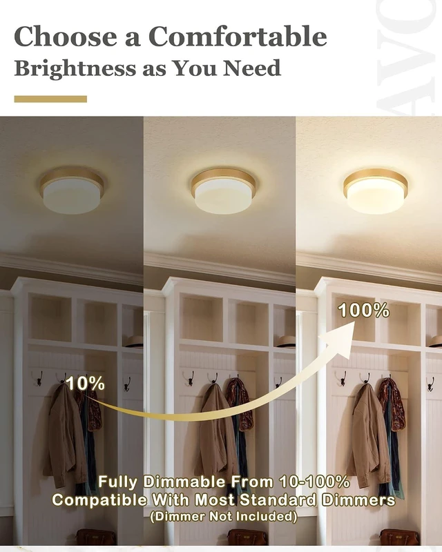 Alt view image 7 of 7 - 13" Gold LED Flush Mount Ceiling Light, 24W, 5CCT
