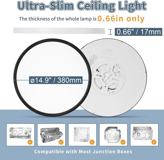 Alt view image 4 of 7 - 14.9 Inch LED Flush Mount Ceiling Light,5CCT,32W,3343LM (2Pack)