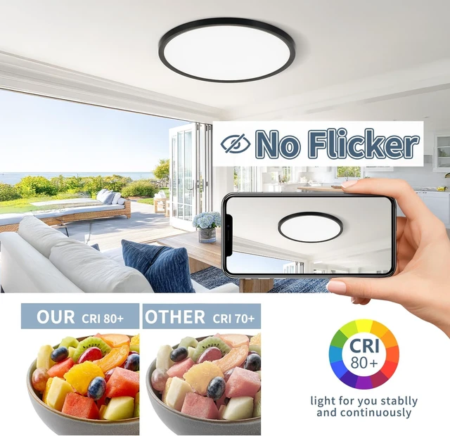 Alt view image 5 of 7 - 14.9 Inch LED Flush Mount Ceiling Light,5CCT,32W,3343LM (2Pack)