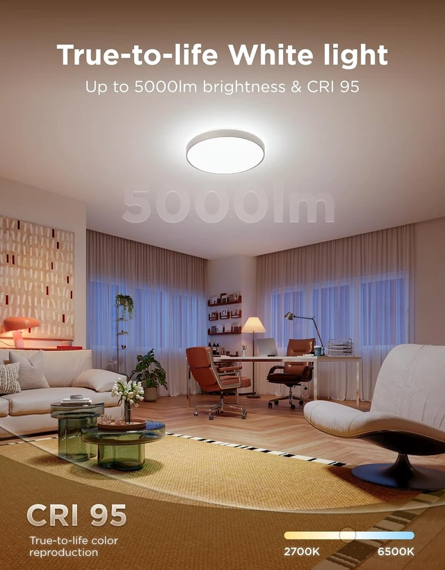 Alt view image 6 of 7 - Govee Ceiling Light Ultra 21 Inch, 5000LM Smart Flush Mount Ceiling Light