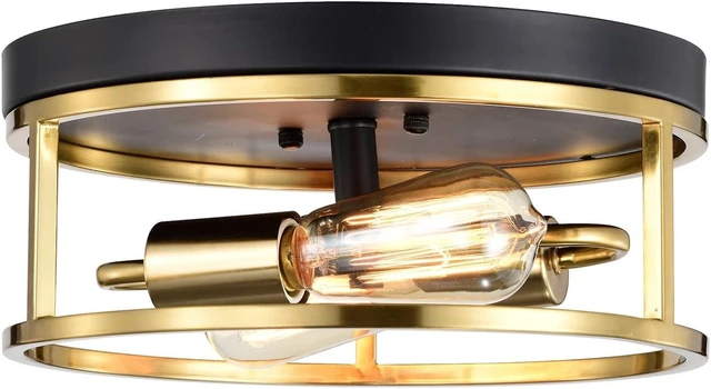 Main image of Treekee 12" Ceiling Light Fixtures, Flush Mount Lighting Round, Gold Metal Finish, Vintage Retro and Modern Industrial Charm Ceiling Lamp for Bedroom Hallway Foyer Entryway