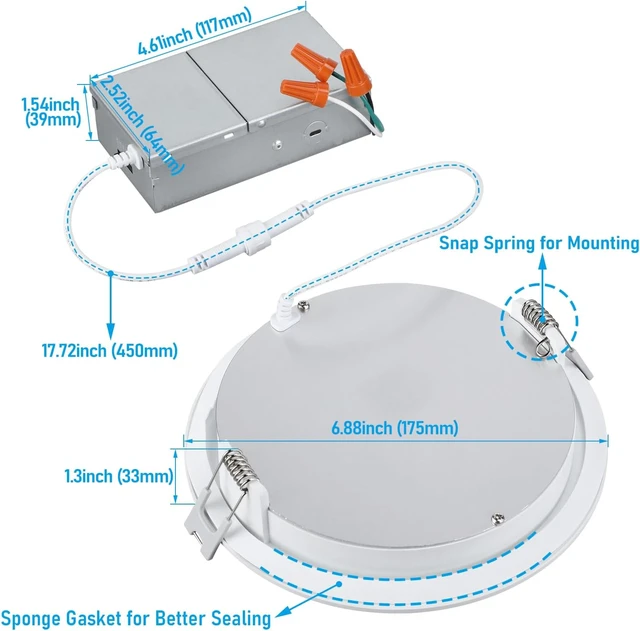 Alt view image 5 of 7 - TORCHSTAR 12-Pack 5CCT 6 Inch LED Recessed Ceiling Light, CRI 90