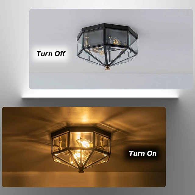 Alt view image 4 of 7 - 10.25 Inch Copper Outdoor Flush Mount Ceiling Light Fixture