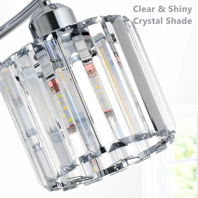 Alt view image 3 of 7 - Crystal Close to Ceiling Light Fixtures,3-Light Chrome Modern Semi Flush Mount Ceiling Light,Kitchen Light Fixture with Clear Crystal Shades,Hallway Lighting Fixture for Entryway Bedroom Bathroom