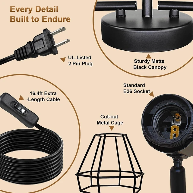 Alt view image 2 of 7 - LTBLIGHT 3-Light Plug in Ceiling Light with 16.4ft Power Cord & Switch