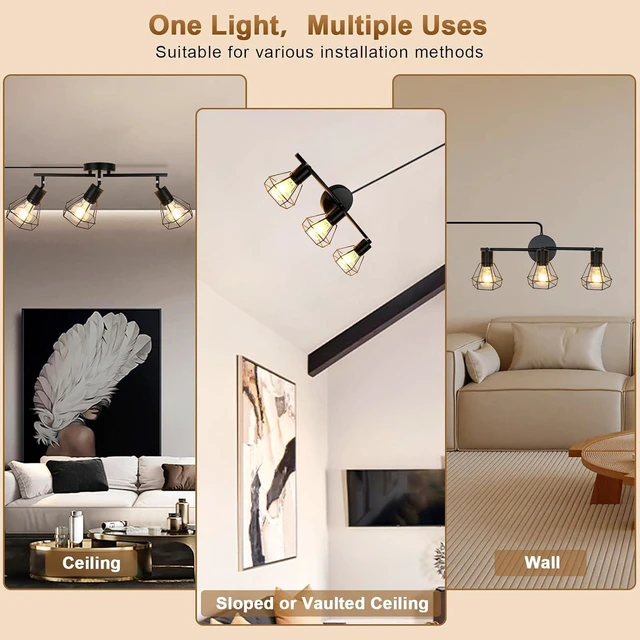 Alt view image 5 of 7 - LTBLIGHT 3-Light Plug in Ceiling Light with 16.4ft Power Cord & Switch