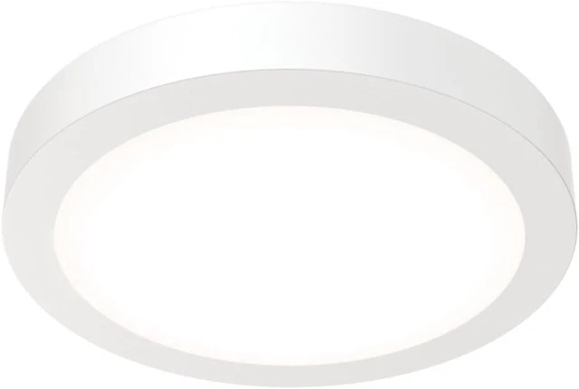 Main image of Juno Slim Basics 6 Inch LED Ceiling Light, Low Profile Surface Mount Downlight for Shower or Closet Lighting, 3000K/4000K/5000K Selectable White Light, Edged Trim, Wet Rated, Matte White