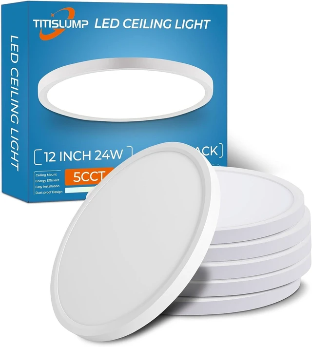 Main image of 12 Inch White LED Flush Mount Ceiling Light Fixture (6 Pack)