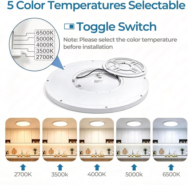 Alt view image 3 of 7 - 12 Inch White LED Flush Mount Ceiling Light Fixture (6 Pack)