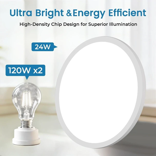 Alt view image 4 of 7 - 12 Inch White LED Flush Mount Ceiling Light Fixture (6 Pack)