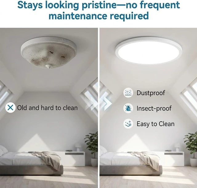 Alt view image 5 of 7 - 12 Inch White LED Flush Mount Ceiling Light Fixture (6 Pack)