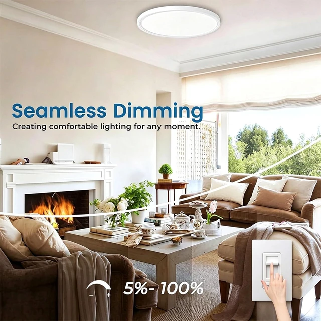 Alt view image 6 of 7 - 12 Inch White LED Flush Mount Ceiling Light Fixture (6 Pack)
