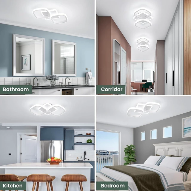 Alt view image 6 of 7 - ElDISUNY Modern Ceiling Lights LED 30w White Elegant Square Lamp LED Ceiling Lights Fixture for Indoor Home Hallway Office Kitchen Living Room Bedroom Dining Room -30w Cool White Light 6000K