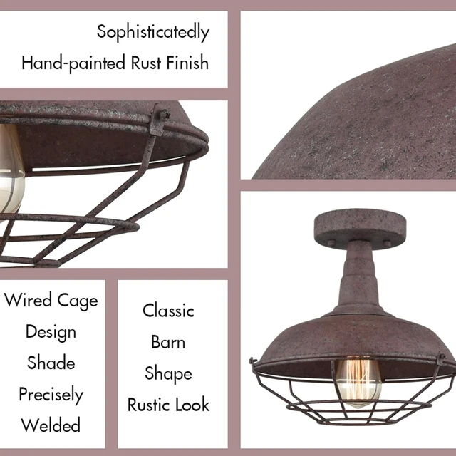 Alt view image 3 of 7 - DAYCENT Semi Flush Mount Ceiling Light Barn Style Light Fixtures