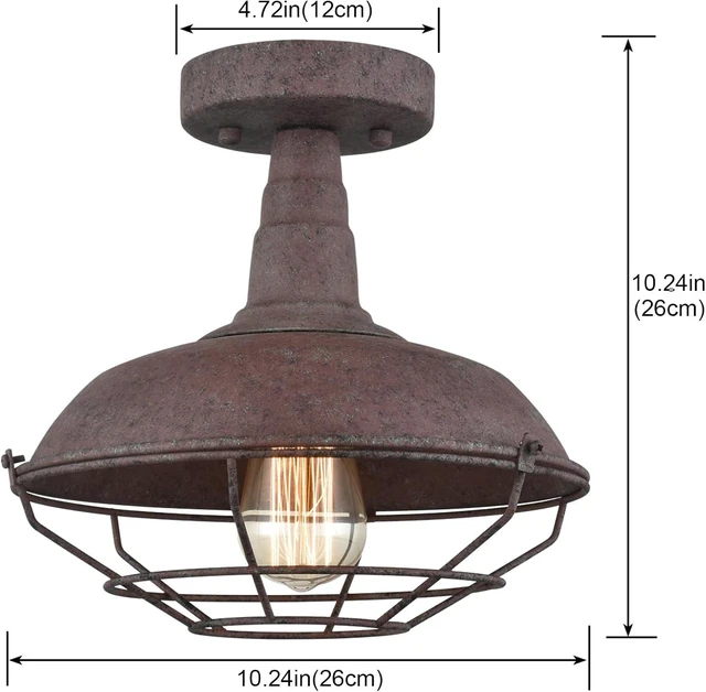 Alt view image 6 of 7 - DAYCENT Semi Flush Mount Ceiling Light Barn Style Light Fixtures