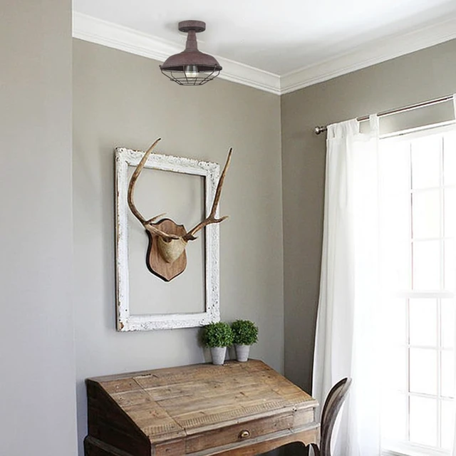 Alt view image 7 of 7 - DAYCENT Semi Flush Mount Ceiling Light Barn Style Light Fixtures