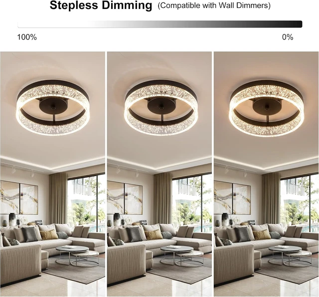 Alt view image 3 of 7 - Jaycomey Modern LED Ceiling Light Fixture, 11.65" Black Flush Mount Kitchen Lighting with Clear Seeded Acrylic Lampshade,Round Ceiling Lamp Lights for Dining Room Foyer Hallway, 3000K Warm White