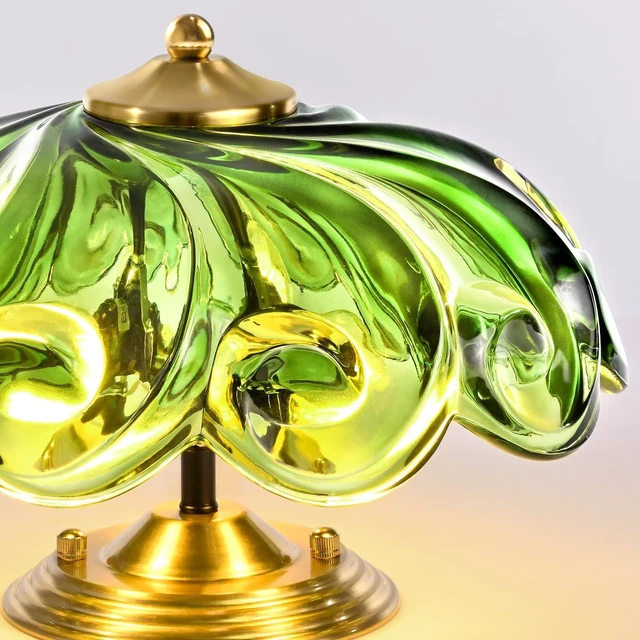 Alt view image 5 of 7 - Modern Semi Flush Mount Ceiling Light, 3-Light Gold Close to Ceiling Light Fixture with Green Glass Shade for Living Room Entryway Bedroom
