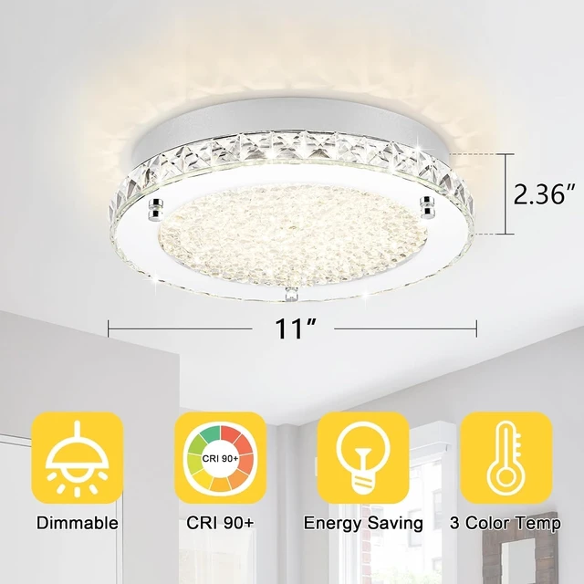 Alt view image 2 of 7 - Modern Crystal Flush Mount Ceiling Light LED Kitchen Ceiling Lamp 18W