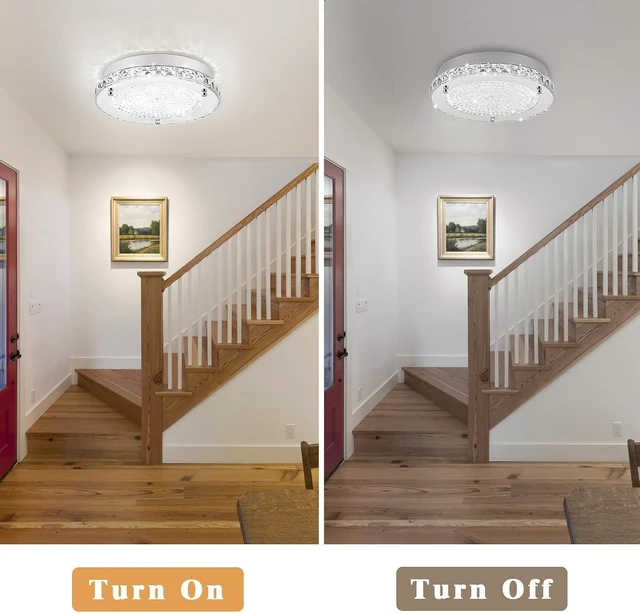 Alt view image 4 of 7 - Modern Crystal Flush Mount Ceiling Light LED Kitchen Ceiling Lamp 18W