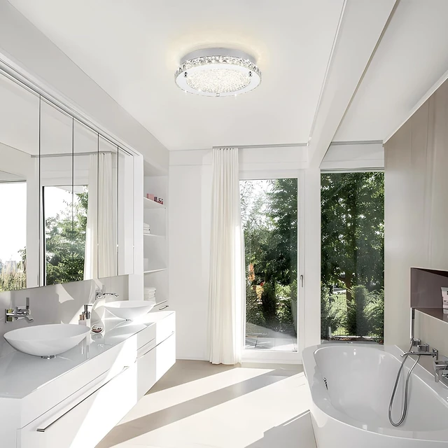 Alt view image 6 of 7 - Modern Crystal Flush Mount Ceiling Light LED Kitchen Ceiling Lamp 18W