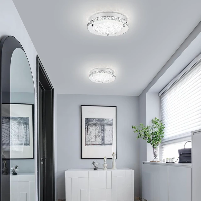 Alt view image 7 of 7 - Modern Crystal Flush Mount Ceiling Light LED Kitchen Ceiling Lamp 18W