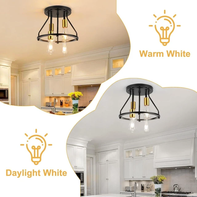 Alt view image 3 of 7 - WILON 4 Light Semi Flush Mount Ceiling Light Fixture Black Gold