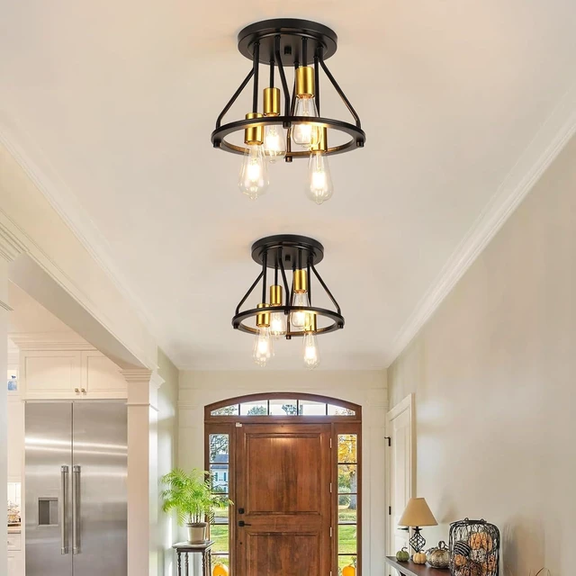 Alt view image 4 of 7 - WILON 4 Light Semi Flush Mount Ceiling Light Fixture Black Gold