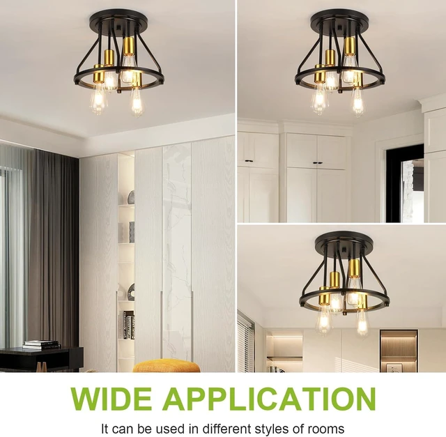 Alt view image 5 of 7 - WILON 4 Light Semi Flush Mount Ceiling Light Fixture Black Gold