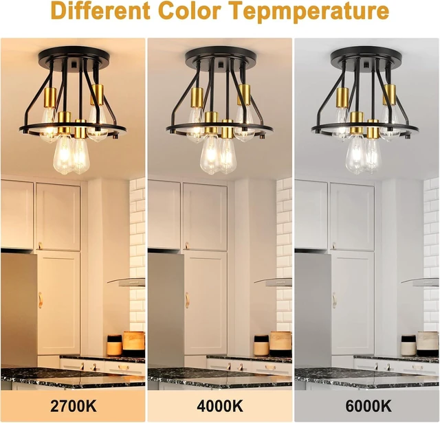 Alt view image 7 of 7 - WILON 4 Light Semi Flush Mount Ceiling Light Fixture Black Gold