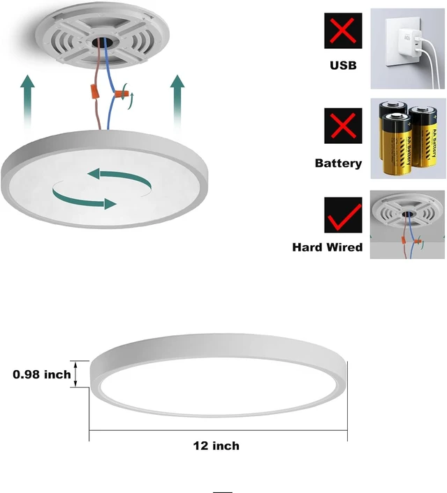 Alt view image 2 of 6 - 12 Inch Motion Sensor LED Ceiling Light, White