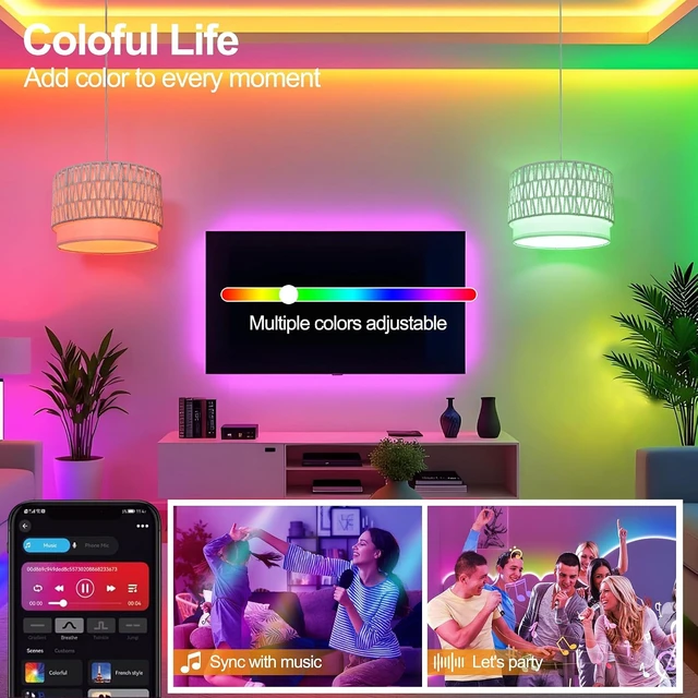 Alt view image 3 of 7 - Plug in Hanging Lamp with RGB Smart Bulb Plug-in Cord Pendant Light with 15ft Cord Fixture Pendant Lights for Bedroom Kitchen Living Room Dining Room