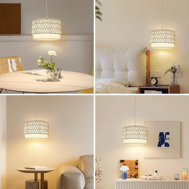Alt view image 7 of 7 - Plug in Hanging Lamp with RGB Smart Bulb Plug-in Cord Pendant Light with 15ft Cord Fixture Pendant Lights for Bedroom Kitchen Living Room Dining Room