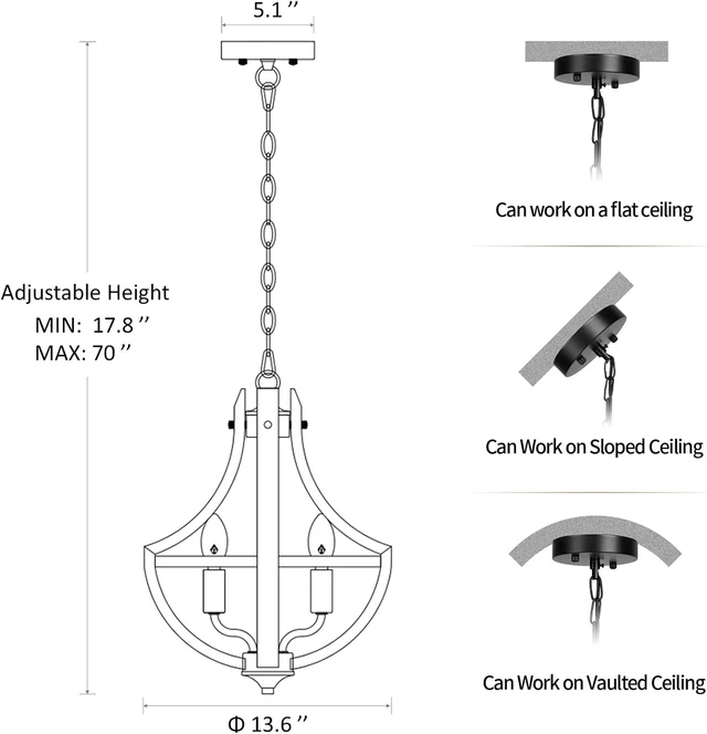 Alt view image 6 of 7 - 4-Light Farmhouse Dining Room Light Fixture, Adjustable Height Hanging Wood Vintage Pendant Lights for Kitchen Island Hallway Foyer Entryway Breakfast Area Bedroom