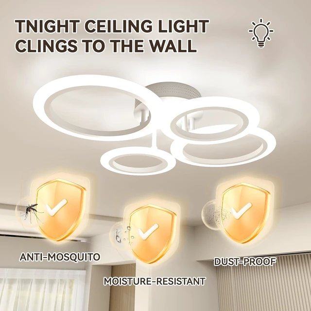 Alt view image 5 of 7 - 48W LED Flush Mount Ceiling Light, 4 Ring Dimmable Ceiling Light Fixture