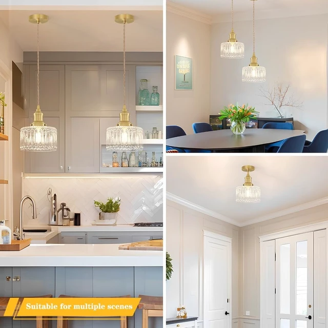 Alt view image 5 of 7 - Vintage Pendant Lights for Kitchen Gold Hanging Light for Hallway